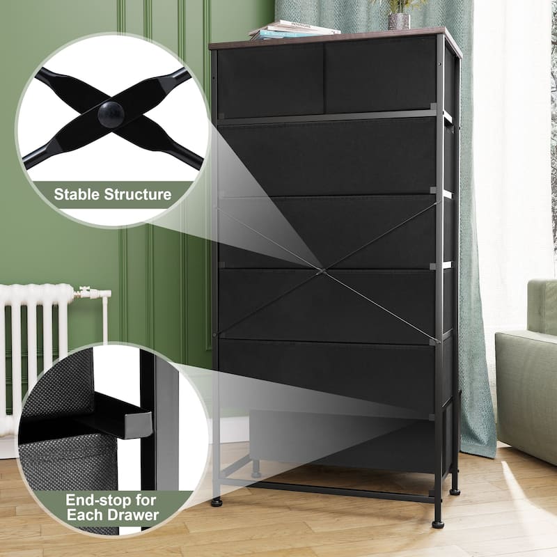Vertical Storage Dresser 7-drawer Chest Closet Organizer Unit for Bedroom