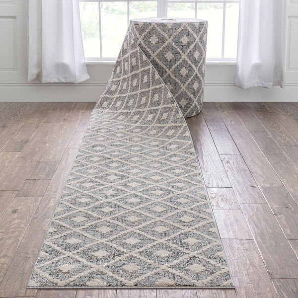slide 2 of 17, Custom Size Runner Harlow Trellis Modern Hallway Stair Rug 2' 1" x 2' 3" - Grey - Runner/Rectangle