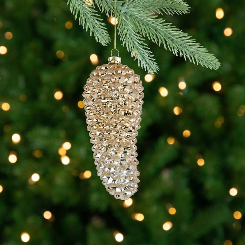 7.25" Pinecone Glass Christmas Ornament