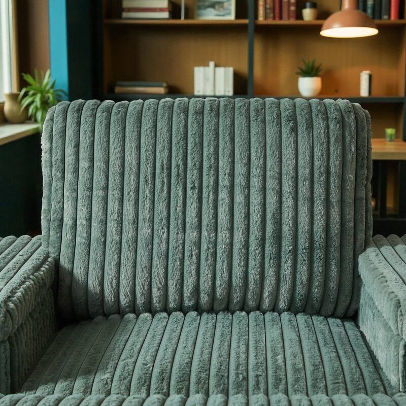 42.5" Corduroy Single Recliner Chair with Cup Holder, Storage Footrest, Armrest Storage and Backrest Pillow