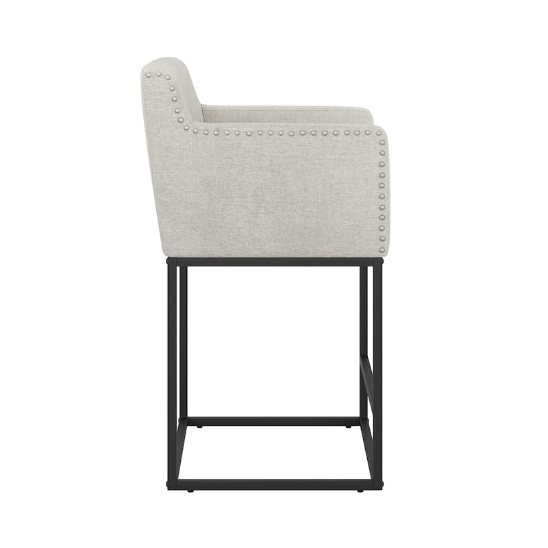 LUE BONA Modern Counter Height Bar Stools Fabric Upholstered Counter Stool - 26"H