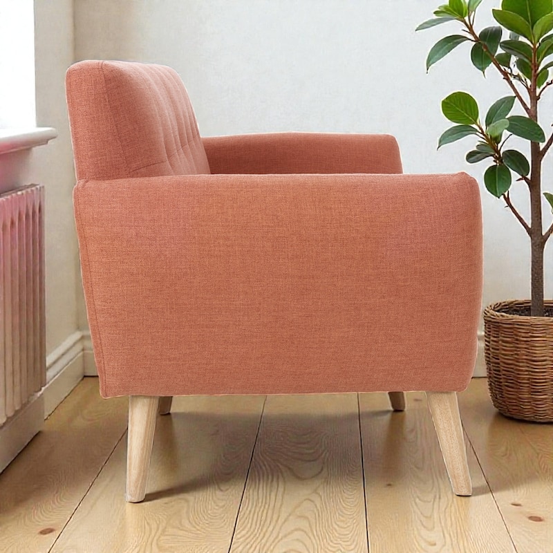 67.25" Button Tufted Loveseat, Mid-Century Modern Upholstered Sofa with Tapered Wood Legs