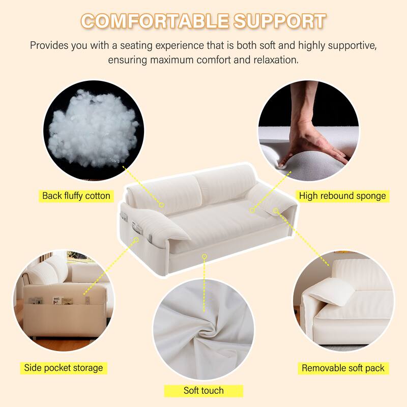 66" Queen Pull Out Sofa Bed, 3-in-1 Convertible Sleeper Sofa with Side Storage,Multi-Functional Velvet Loveseat Bed