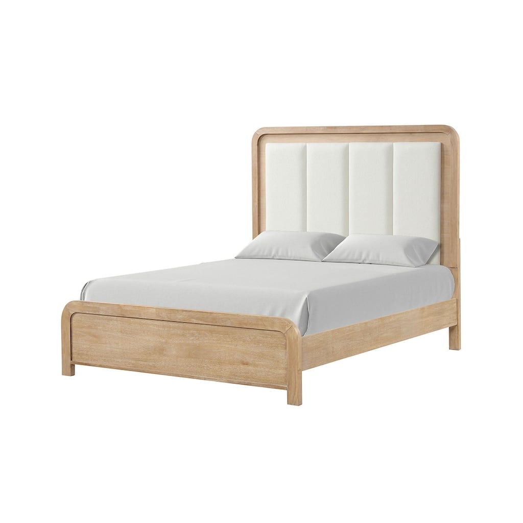 Modern Natural Finish Padded Headboard 1Pc Bed