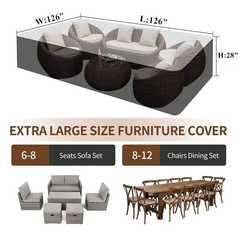 Black 420D Furniture Cover Outdoor Couch Table Furniture Cover