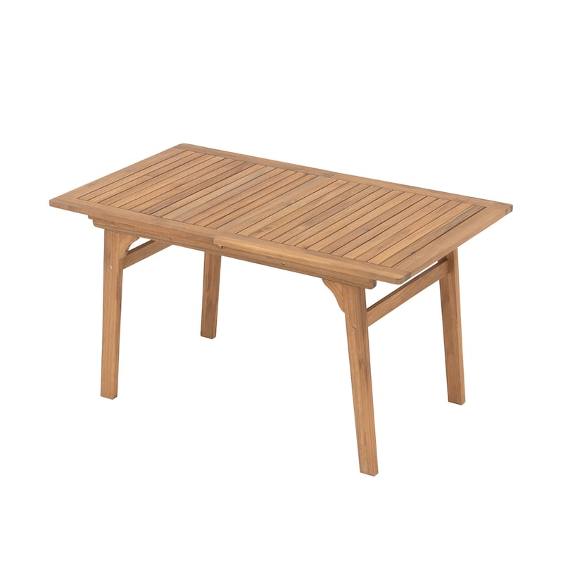 Outdoor 6-Person Acacia Wood Chair Set with Extendable Wooden Table