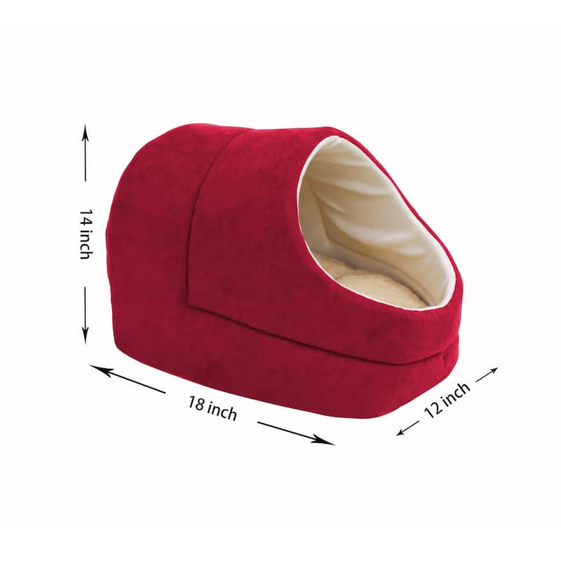 GOOPAWS Cave Covered Cat & Small Dog Bed
