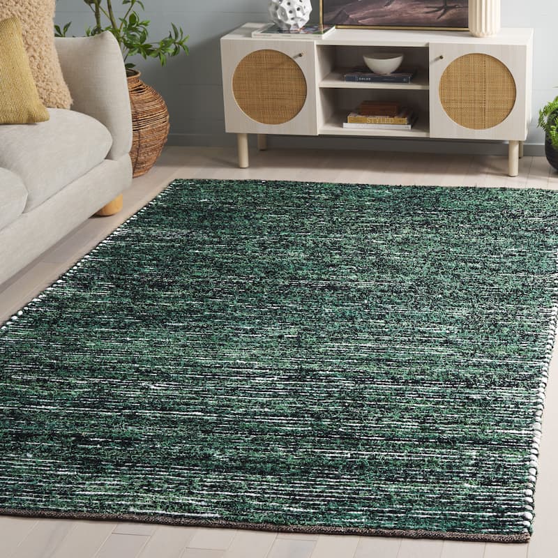 SAFAVIEH Handmade Cape Cod Sabrie Cotton Rug - Green/Black - 5' x 8'