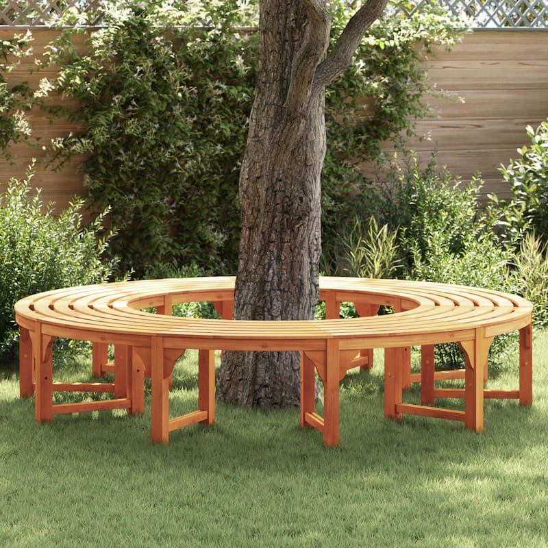 vidaXL Outdoor Tree Bench 200 cm Solid Wood Eucalyptus - 78.7 x 31.5 x 17.7 in