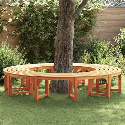 vidaXL Outdoor Tree Bench 200 cm Solid Wood Eucalyptus - 78.7 x 31.5 x 17.7 in