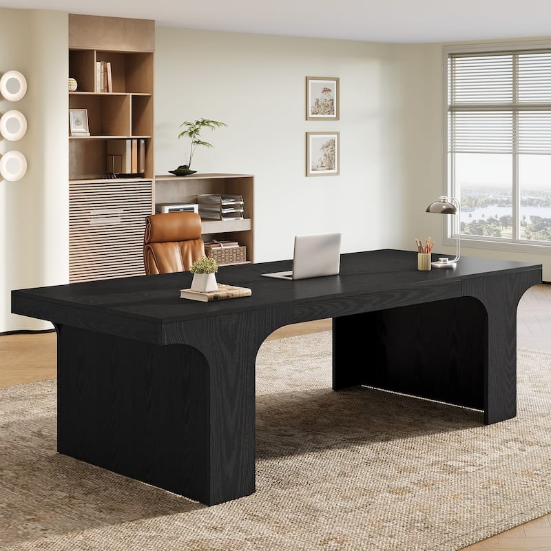 70.9" Executive Desk, Large Wood Computer Office Desk, Writing Table Business Workspace Home Office Accent Desk