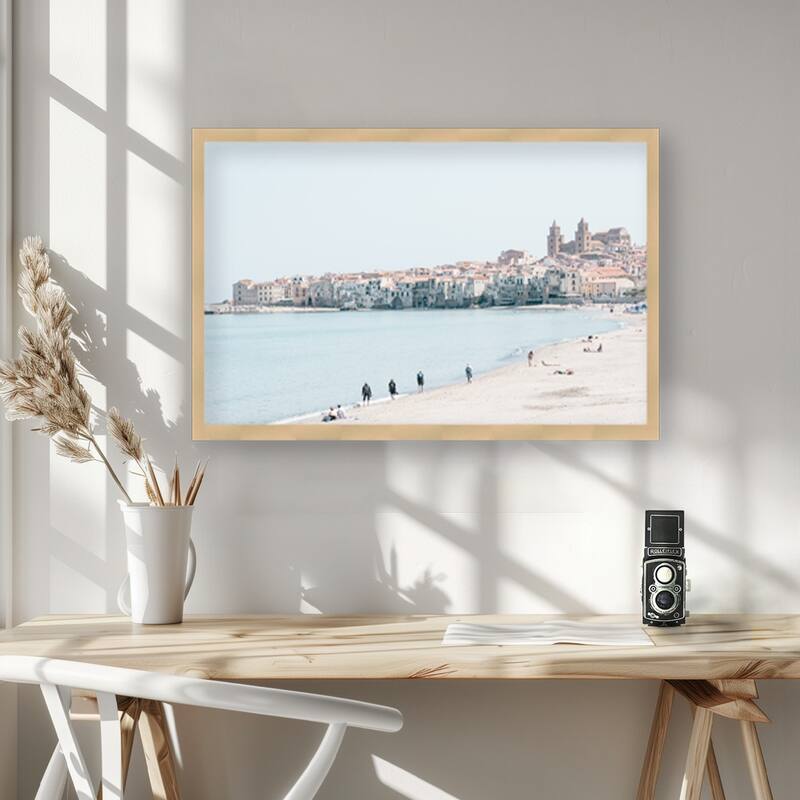 "Coastal view at Cefalu" Framed Textured Wall Art