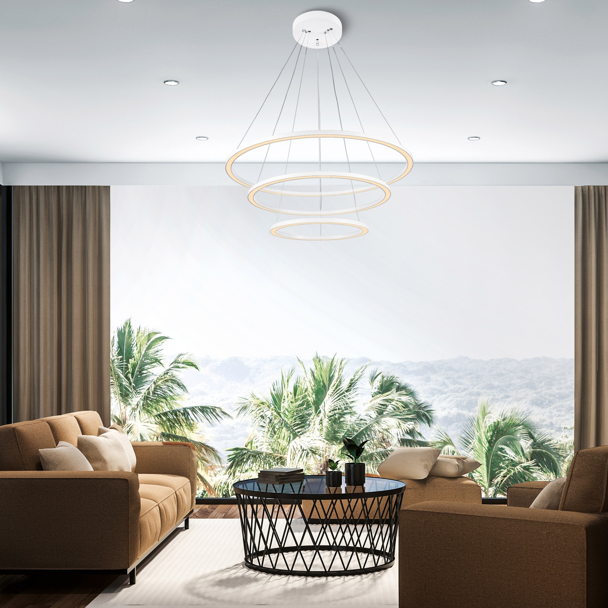 CWI Lighting Chalice Integrated LED 31in White Chandelier