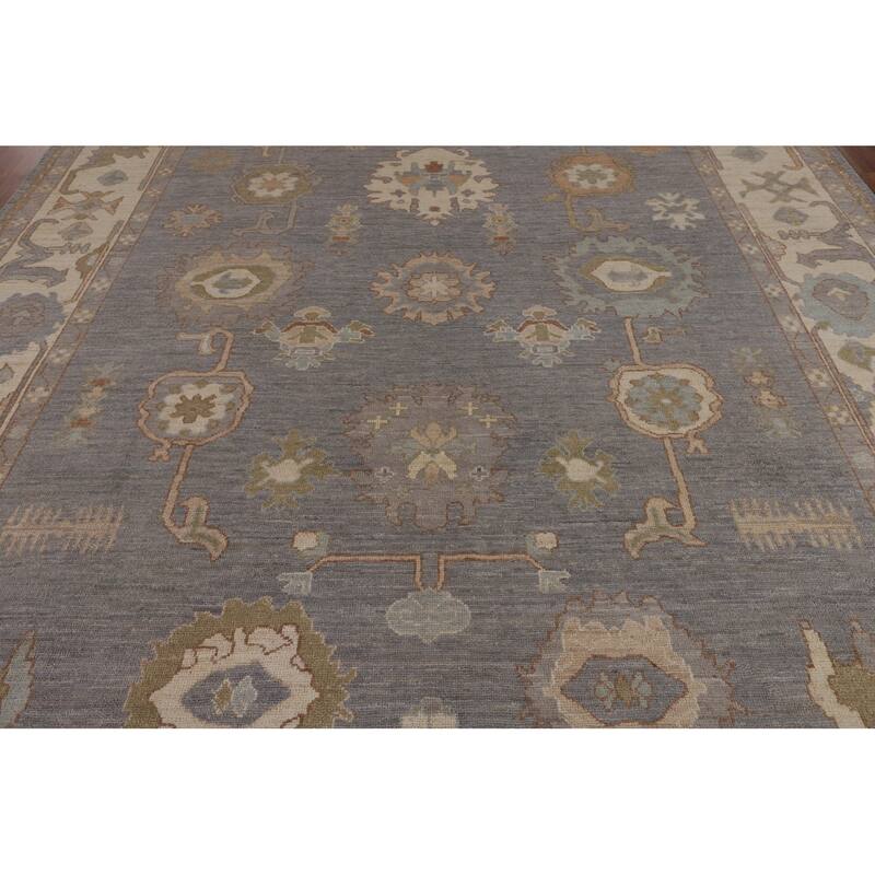 Oushak Oriental Area Rug Vegetable Dye Hand-Knotted Wool Carpet - 9'5"x 11'9"