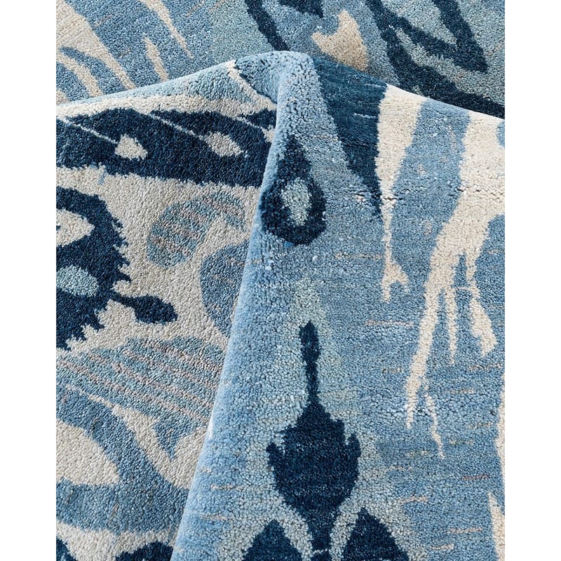 Ikat One-of-a-Kind Hand-Knotted Area Rug, Blue - 8' 0" x 10' 4"