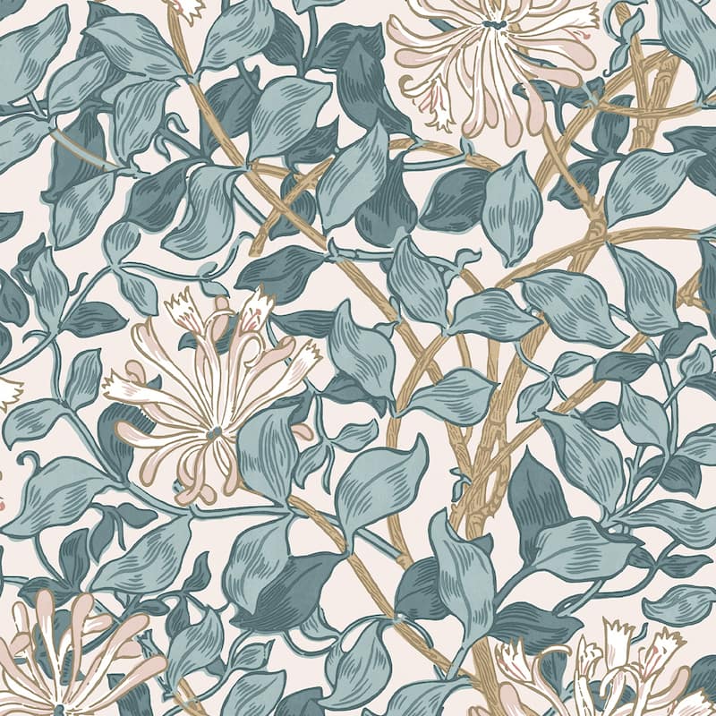 William Morris Honeysuckle Dusk Blue Wallpaper