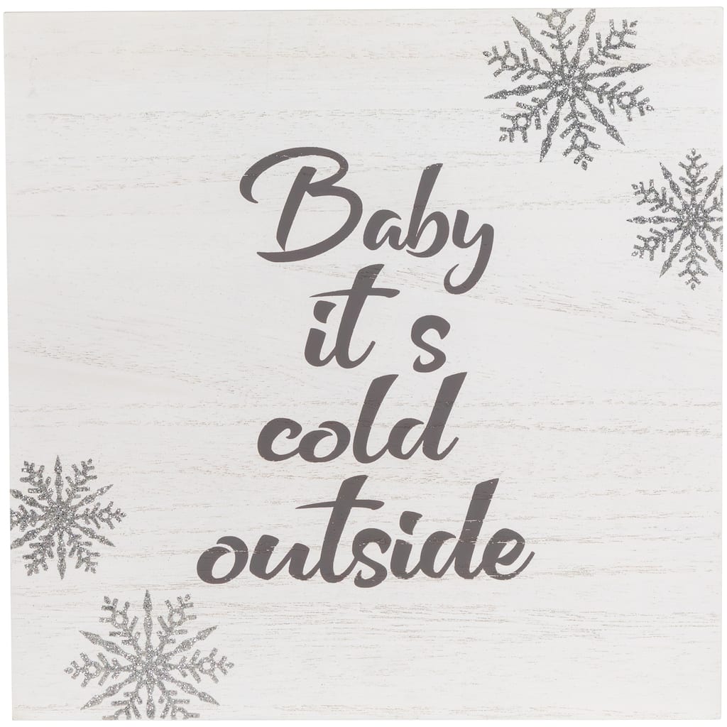 11.75" Glittered "Baby It's Cold Outside" Christmas Wall Sign