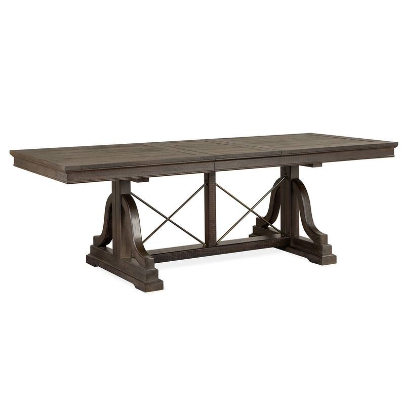 Magnussen Home Westley Falls Graphite Extendable Trestle Dining Table - 38''W x 72''D x 30''H - 38''W x 72''D x 30''H