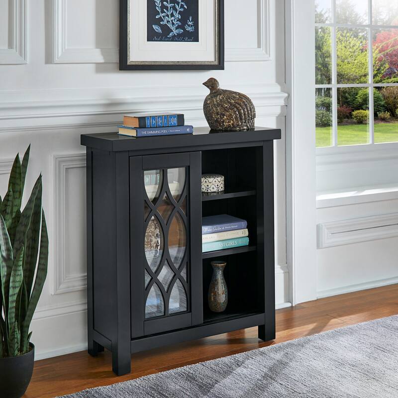 Glassell Geometric Glass Door Storage Cabinet with Adjustable Shelves by iNSPIRE Q Classic