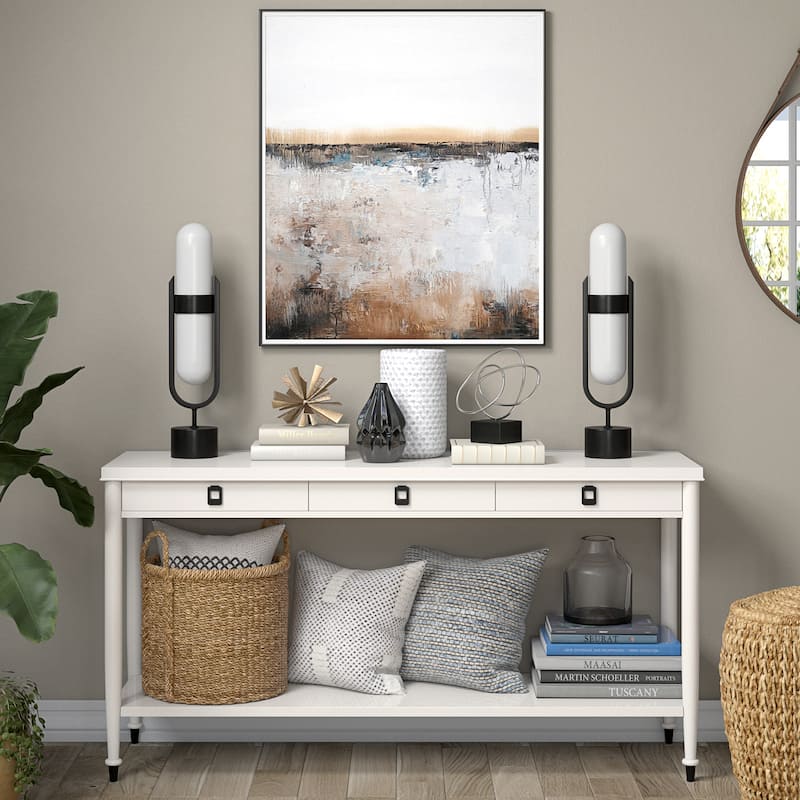 Blair Pill-Shaped Table Lamp with Milk Glass Shade - 25" Tall