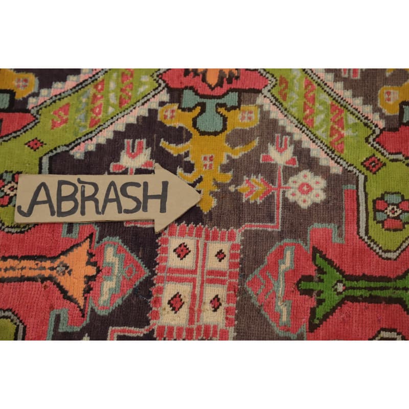 Hand Knotted Oriental 100% Wool Carpet Traditional Geometric Brown Meshkin Runner Rug - 9' 8'' X 4' 5''