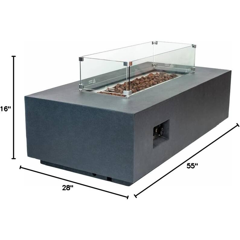 Chelsea 55" Rectangular Outdoor Fire Pit Table by AMS Fireplace