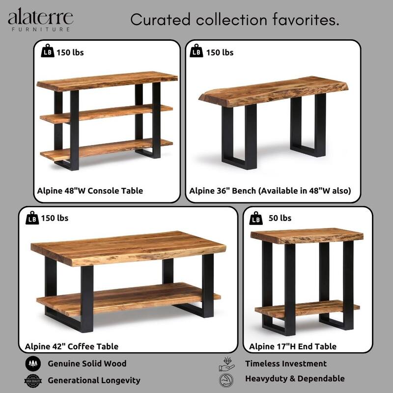 Alpine Natural Live Edge End Table, Natural