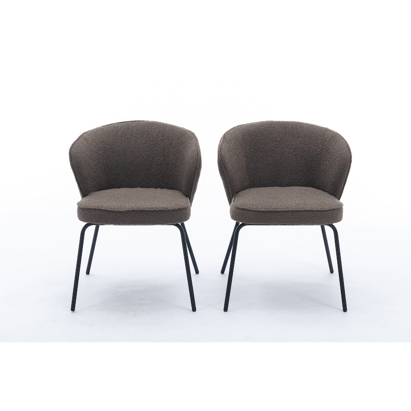 Set of 2 Boucle Fabric Dining Chairs