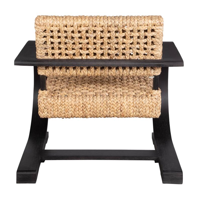 Curved Solid Wood Framed Accent Chair - 31" - Black