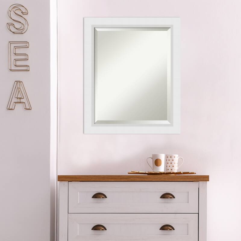 Beveled Wood Wall Mirror - Blanco White Frame