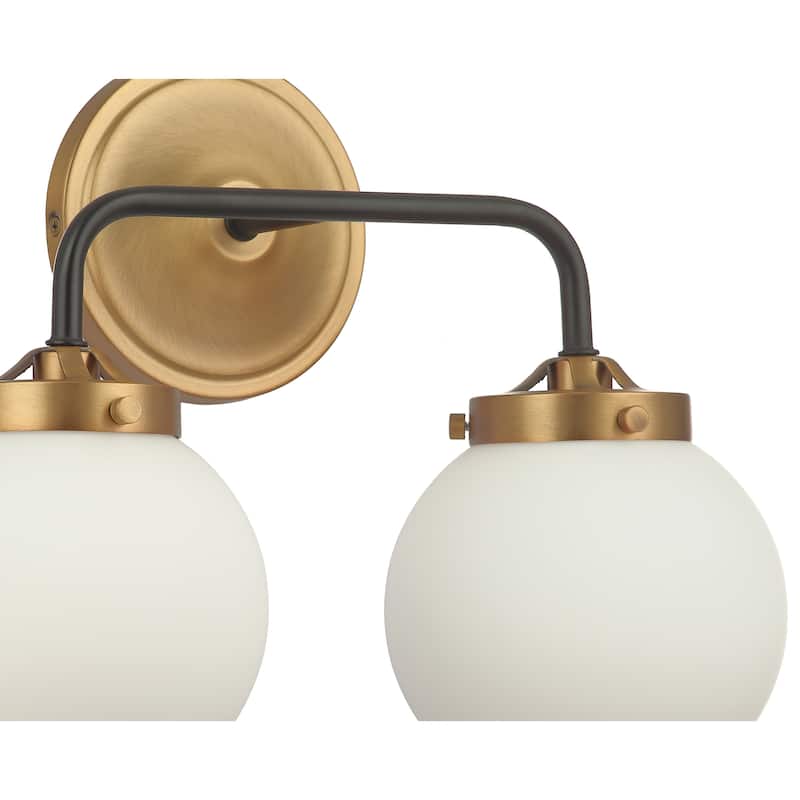 15" Aged Brass and Black Vanity/Sconce Modern 2-Light