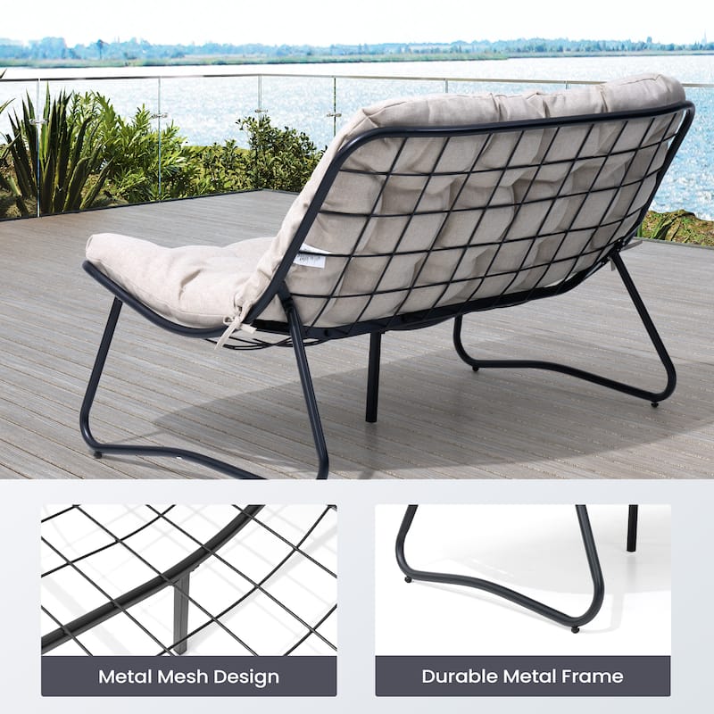 Pellebant Double Papasan Chair Loveseat with Cushion For Indoor Outdoor