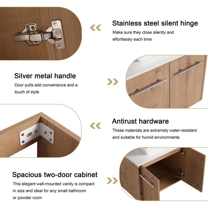 ARTCHIRLY 24"/30" Bathroom Vanity with Sink, Floating Bathroom Vanity with 2 Soft Close Doors