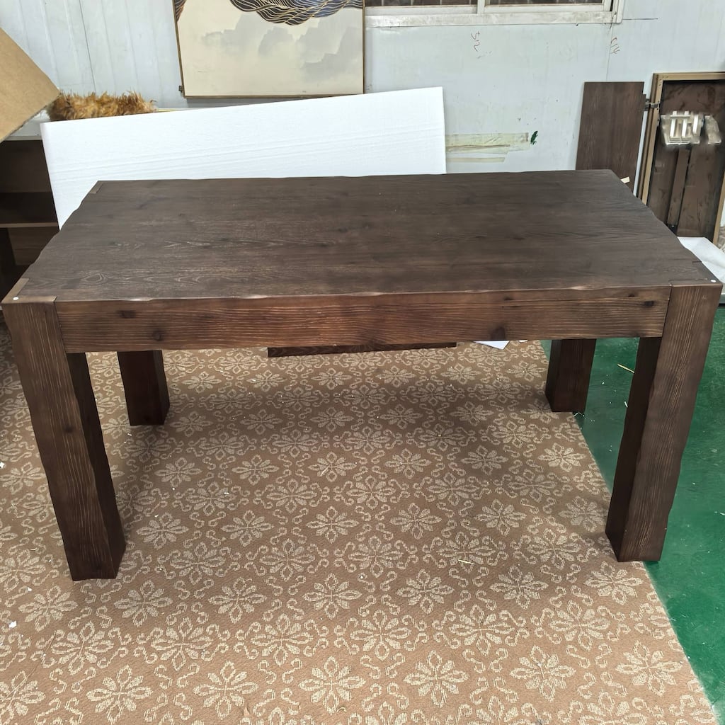 63-Inch Solid Wood Computer Desk, Large Executive Desk for Home Office