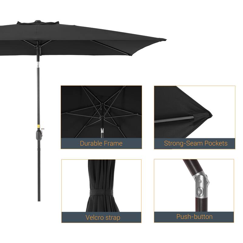 LIVOOSUN 6x9Ft Patio Market Umbrella Weather-Resistant Table Umbrella