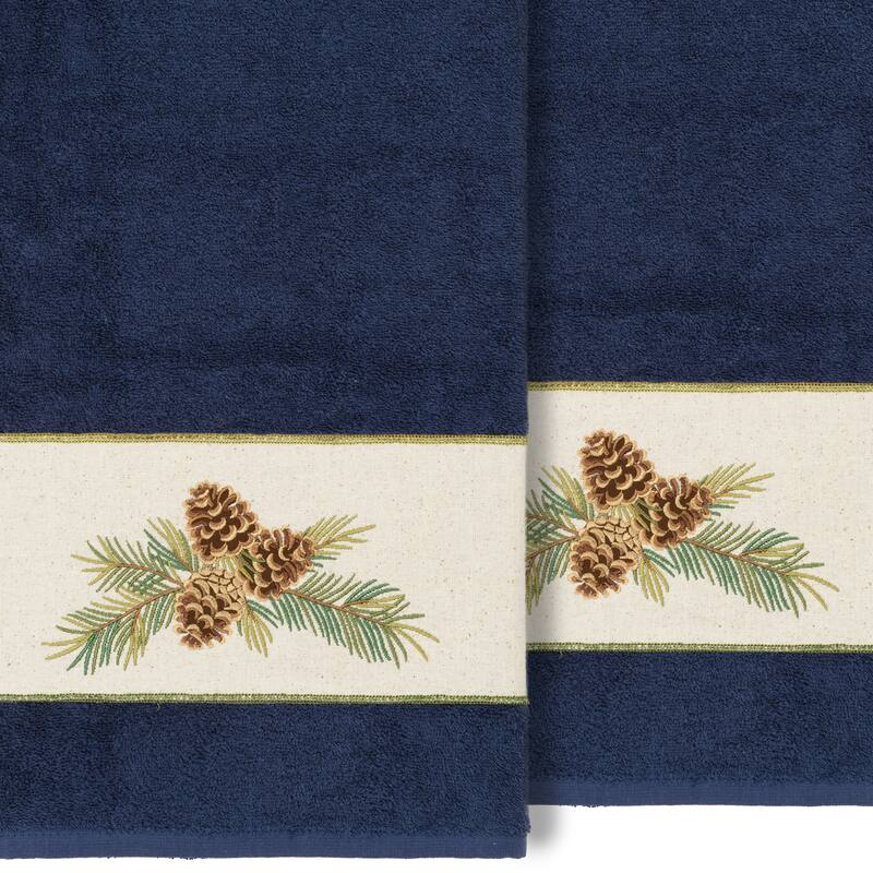 Authentic Hotel and Spa 100% Turkish Cotton Pierre 2PC Embellished Bath Towel Set