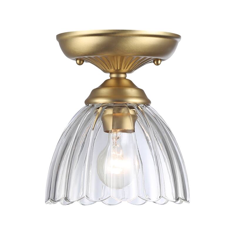 Golden Lighting Audra 1-light 7in Semi-Flush Mount in Brushed Champagne Brass - Brushed Champagne Bronze - 1-Light 7" Semi-flush