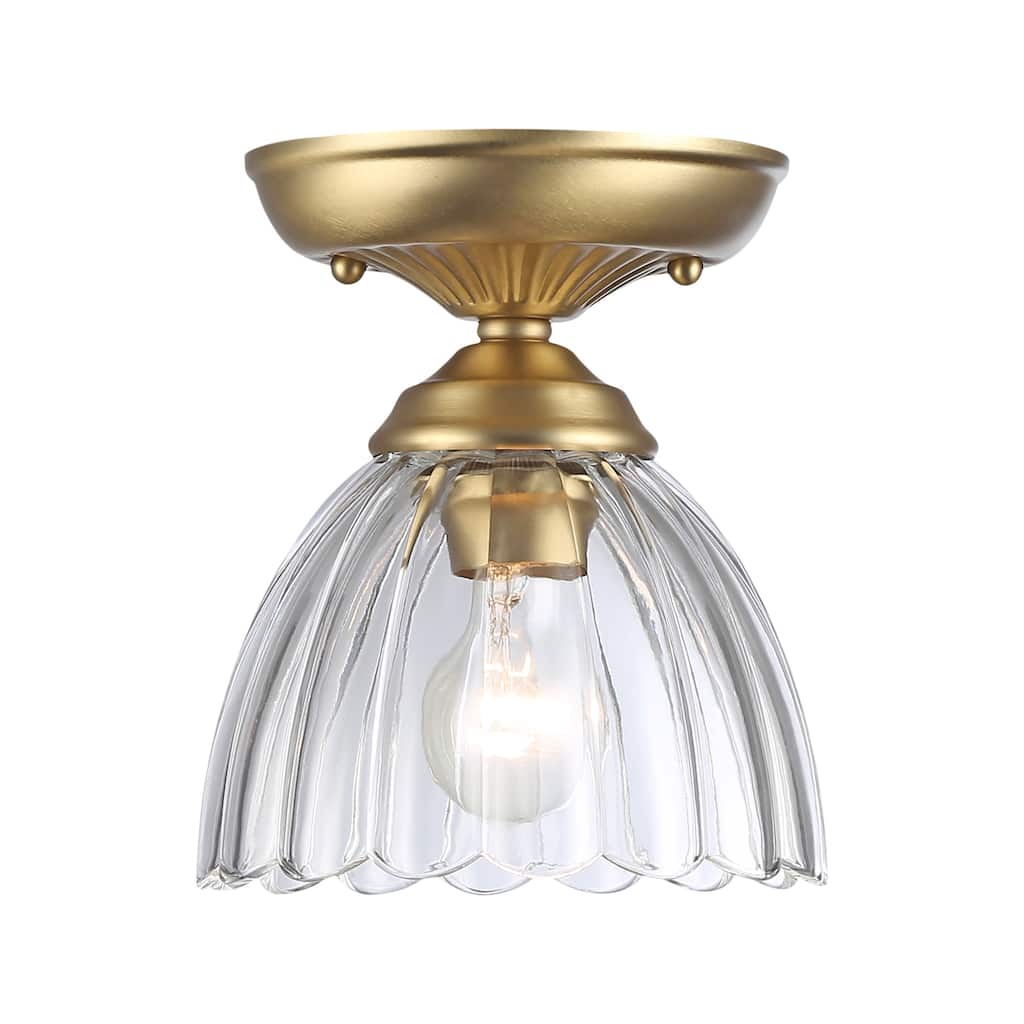 Golden Lighting Audra 1-light 7in Semi-Flush Mount in Brushed Champagne Brass - Brushed Champagne Bronze - 1-Light 7" Semi-flush