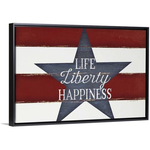 "Life Liberty Happiness" Black Float Frame Canvas Art