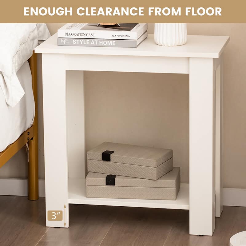 Gymax 2-Tier End Table Modern Sofa Bedside Table Compact Nightstand