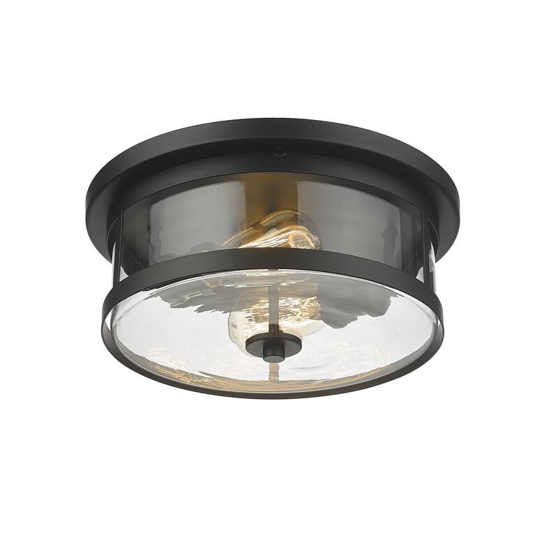 2-Light Black Flush Mount With A Clear Glass Shade