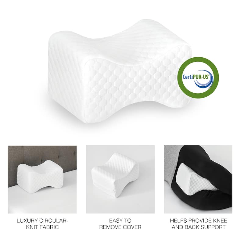 Bodipedic Set of 2 Memory Foam Accessory Pillows - Knee Pillow and U-Neck Pillow