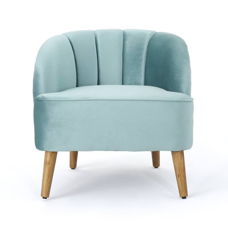 Blue Modern 27.5" Upholstered Club Chair with Rubber Wood Legs for Living Room