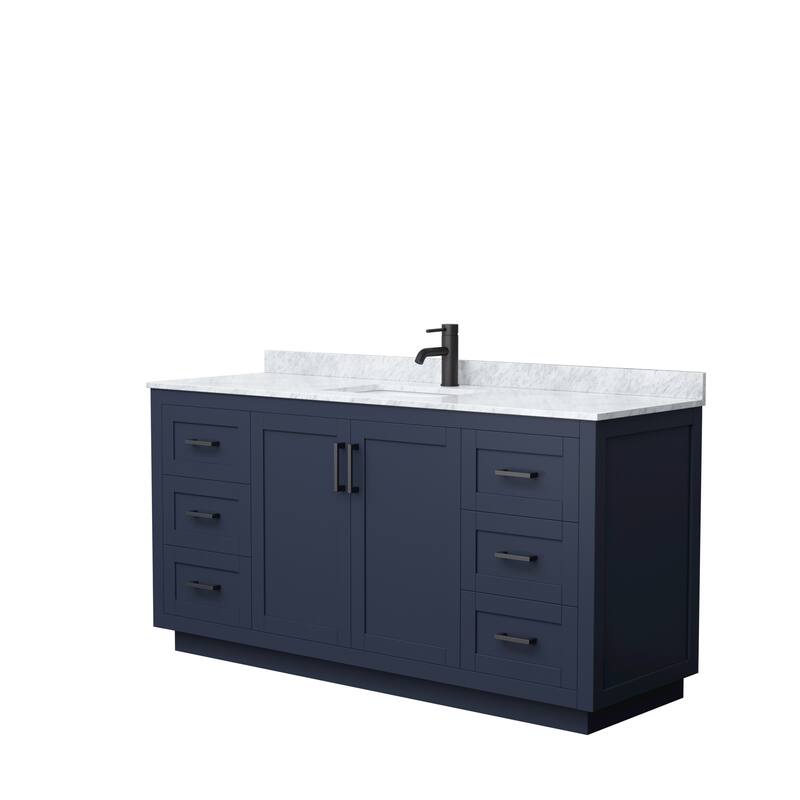 Miranda Single Vanity Set, White Carrara Marble Top, No Mirror