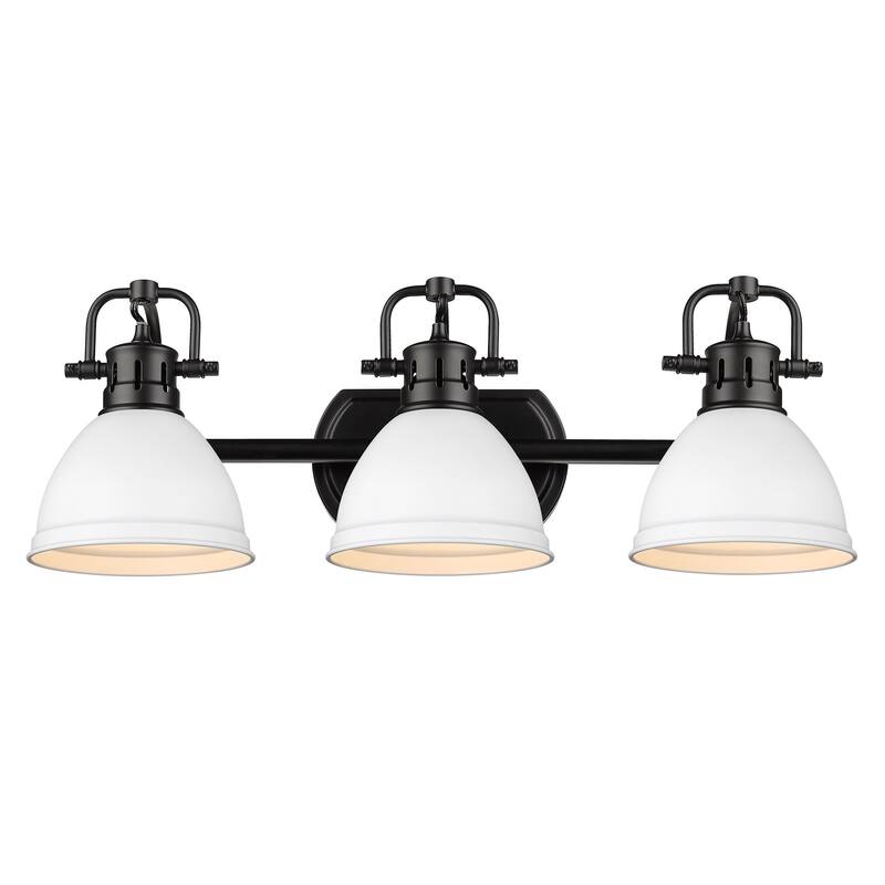 Golden Lighting Duncan 3 Light 25" Wide Bathroom Vanity Light - Matte Black / Matte White