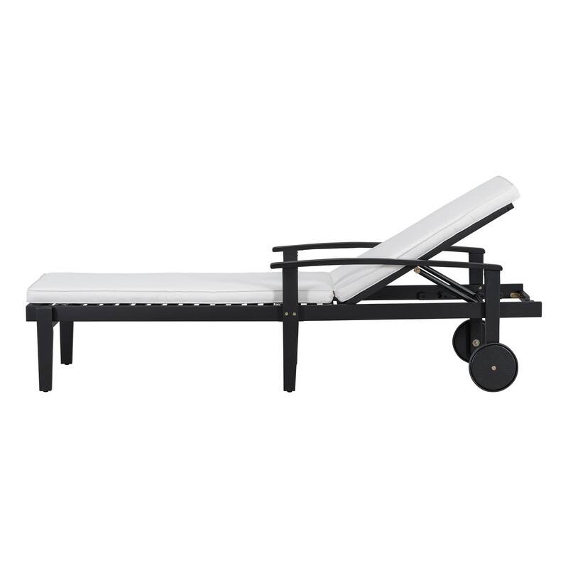 Spruce & Spring Acacia Wood Reclining Chaise Lounge