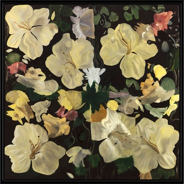 Yellow Black 40 X 30 Designart Abstract Yellow Flower On Black X