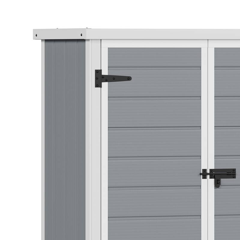 4.3'w X 2.1'd X 5.5' H Outdoor Vertical Storage Shed With 2 Shelves - N/A