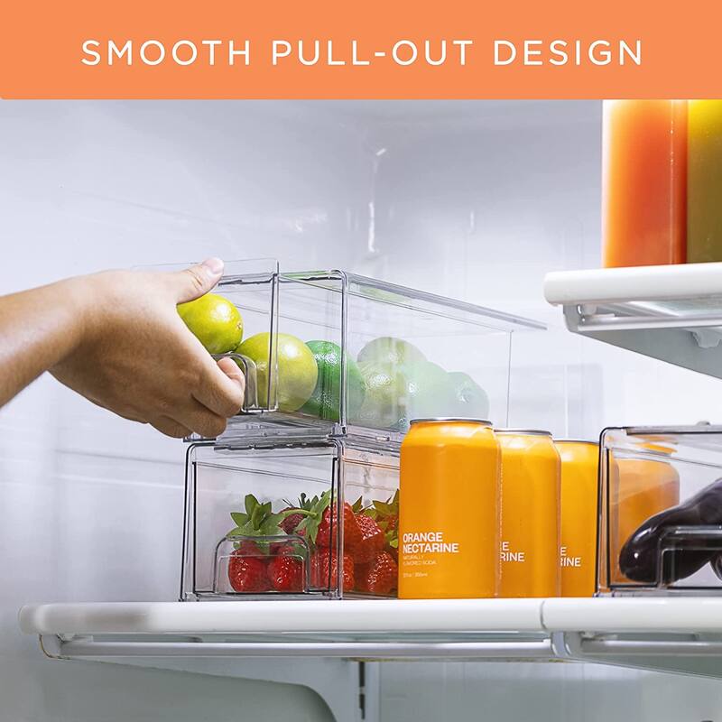 Sorbus Fridge Drawers - Clear Stackable Pull Out Refrigerator Organizer Bins 2 Pack, Small
