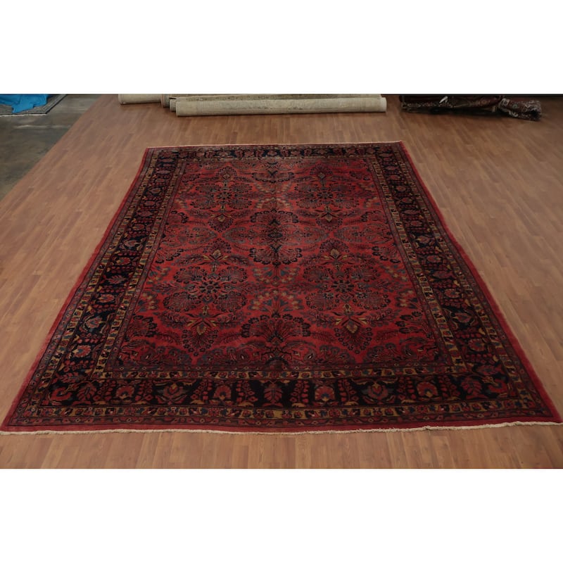 Hand Knotted Oriental 100% Wool Carpet Traditional Floral Pink Sarouk Area Rug - 13' 3'' X 10' 3''